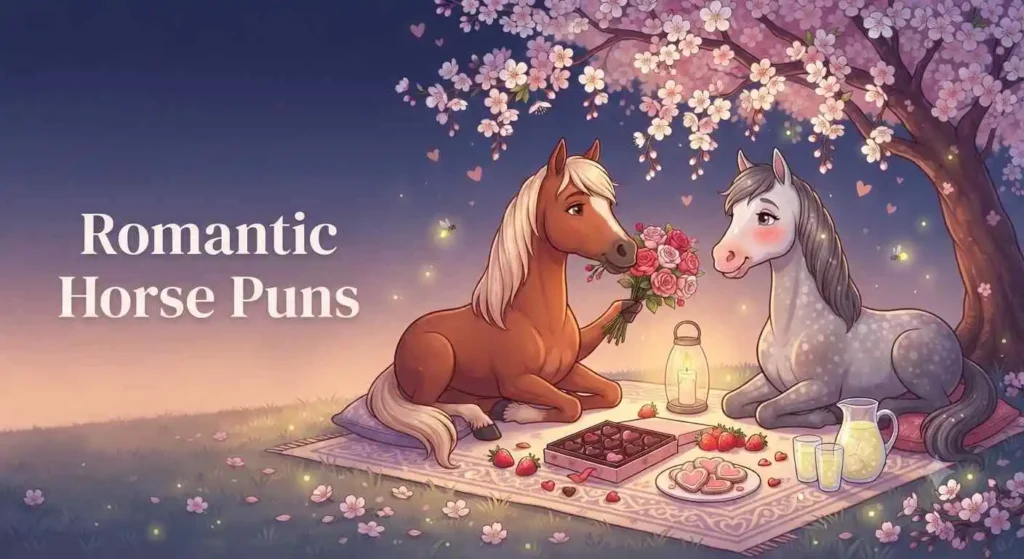 Romantic horses on date