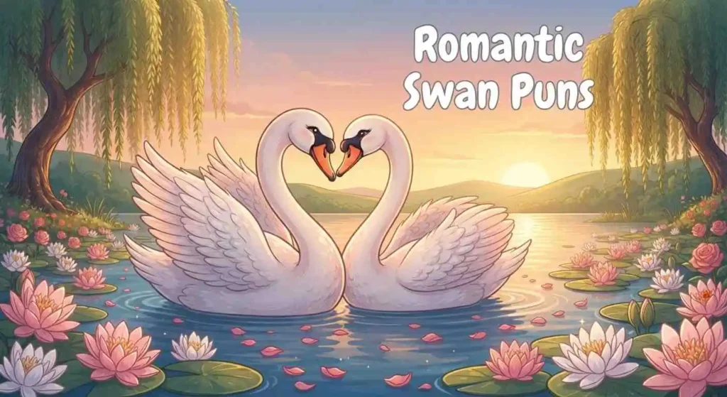 Romantic swan couple together