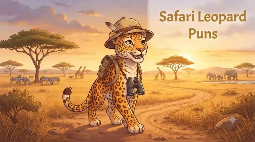 Safari leopard exploring savanna
