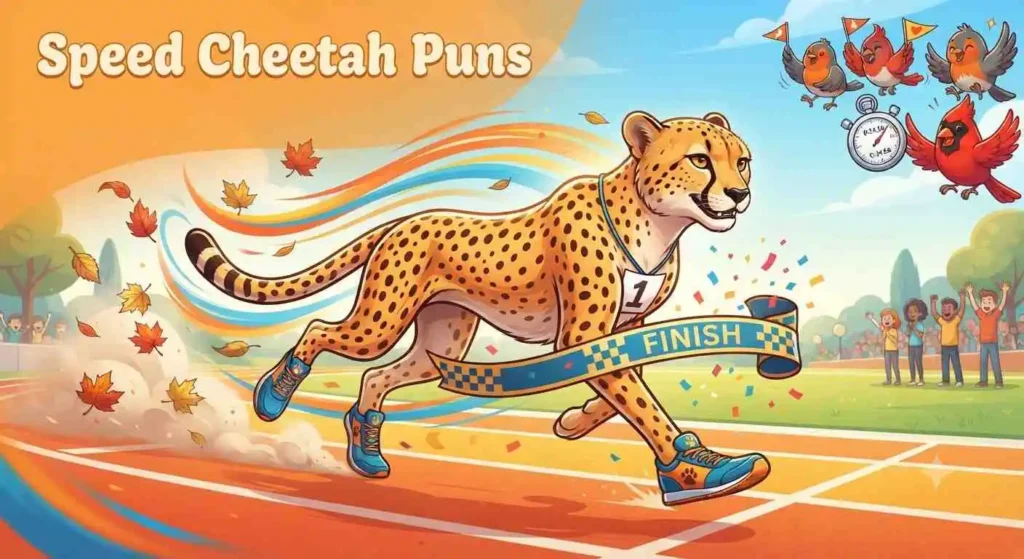 Fast cheetah racing happily