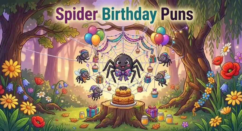 Funny spider birthday celebration