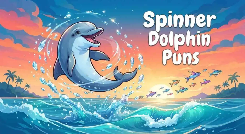 Spinner dolphin flipping above waves