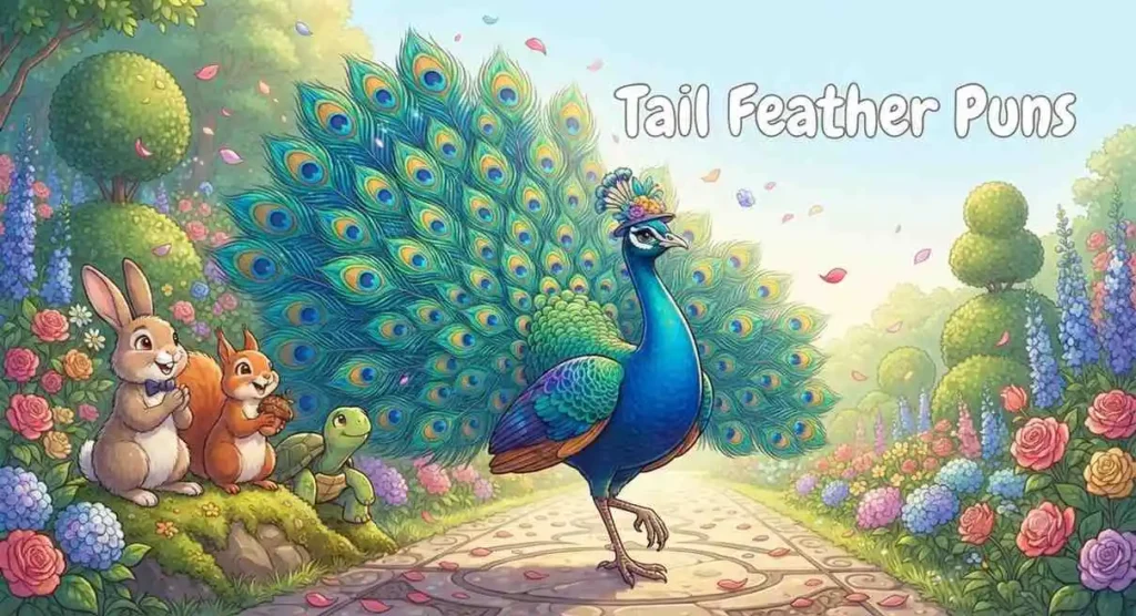 Funny peacock tail feathers