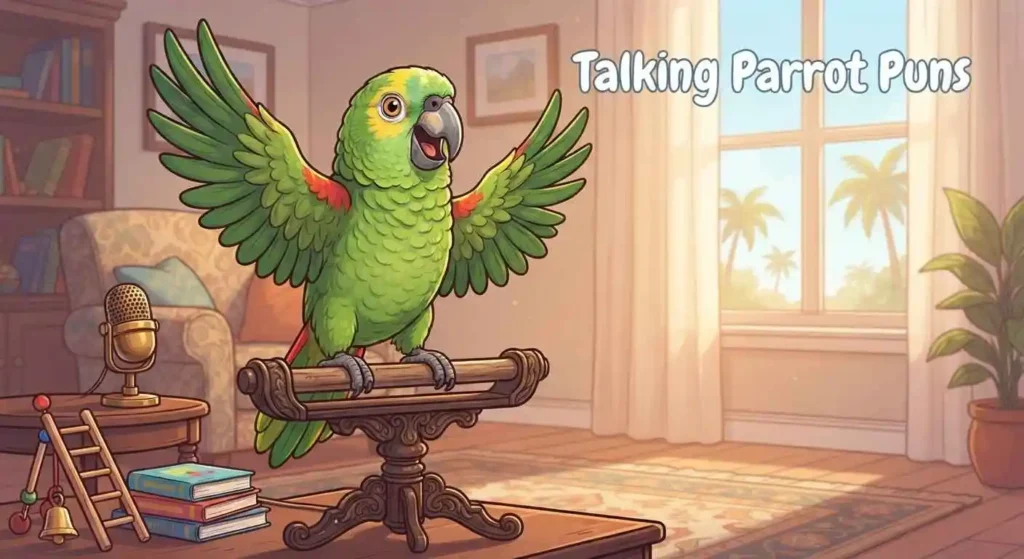 Funny talking parrot smiling