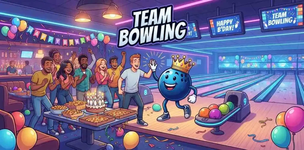 Friends celebrating bowling party