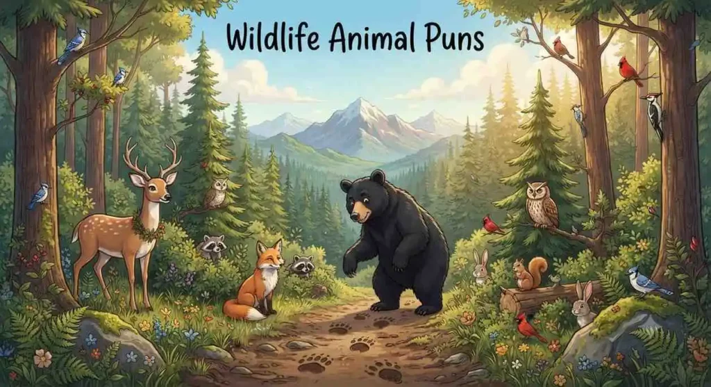 Forest bear meets wildlife