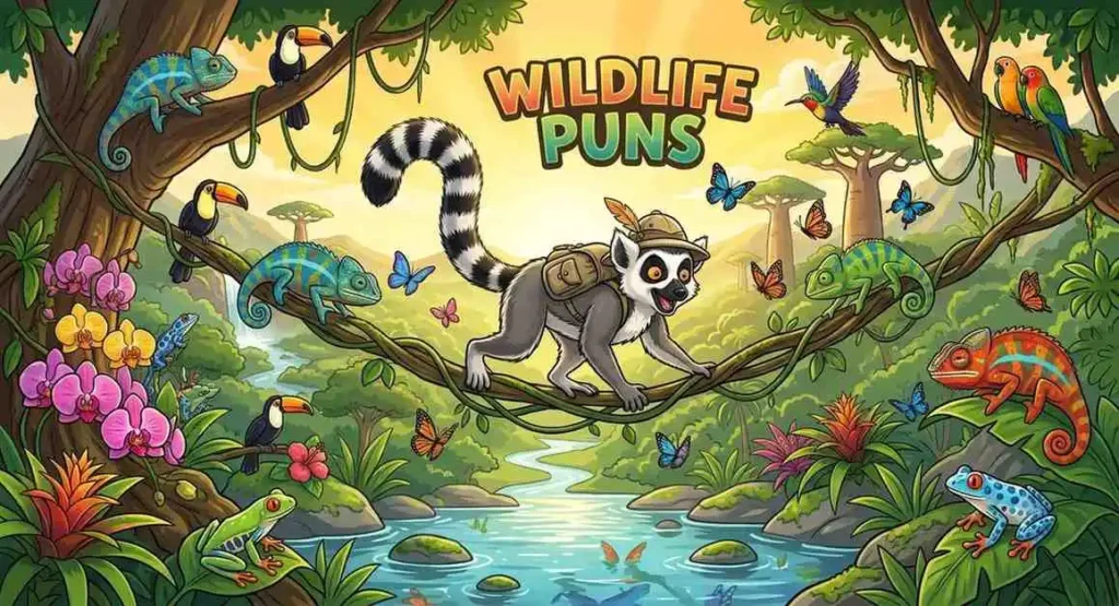 Adventure lemur exploring wildlife