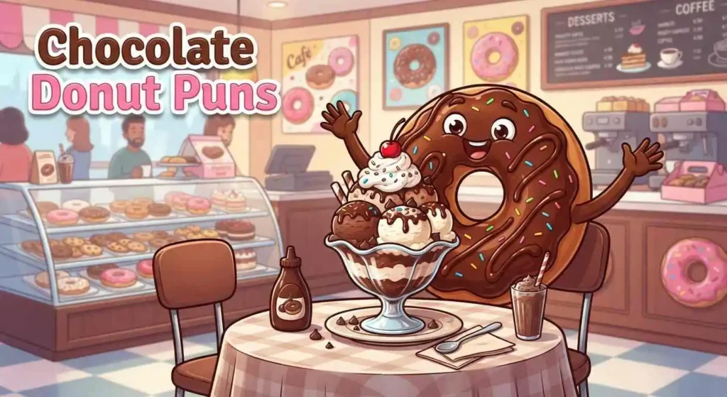 Funny chocolate donuts with sprinkles
