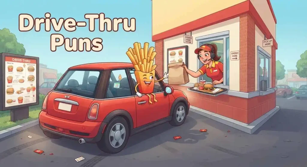 Funny drive-thru scene