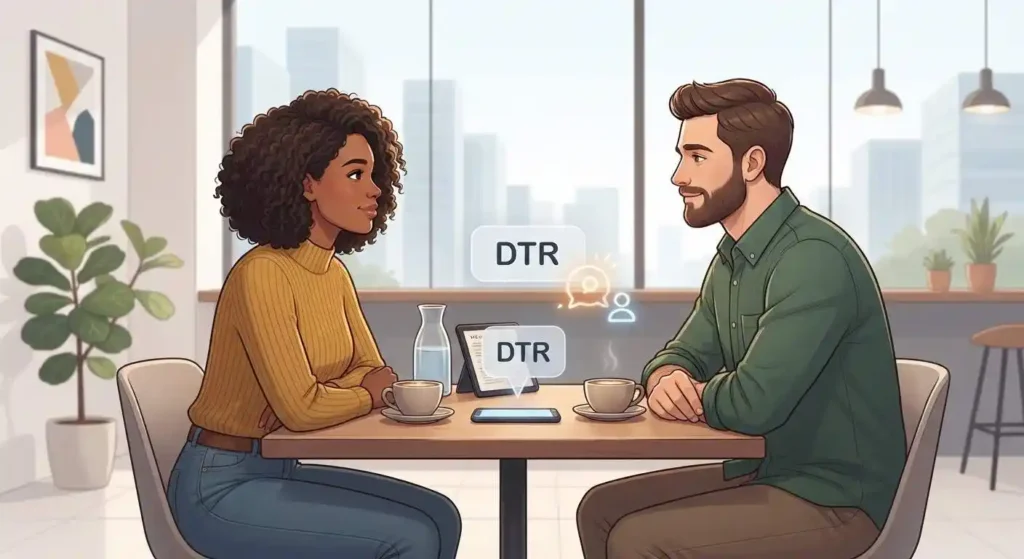Couple discussing relationship status