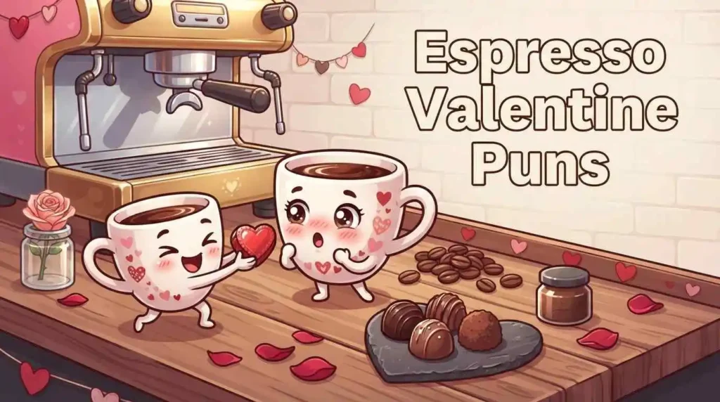 Funny espresso Valentine coffee character