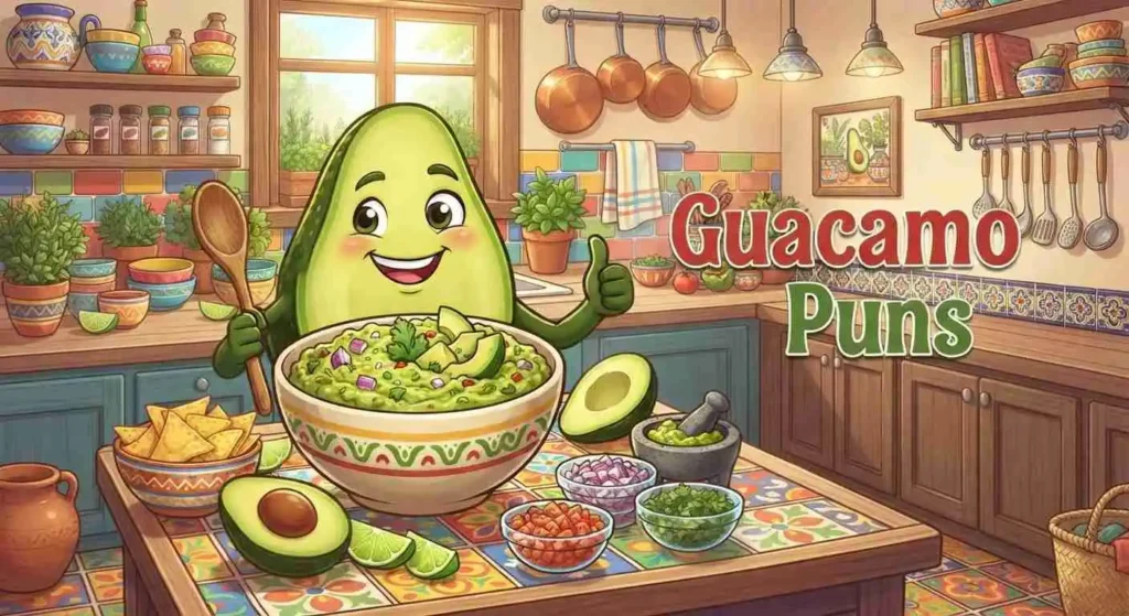 Funny avocado guacamole