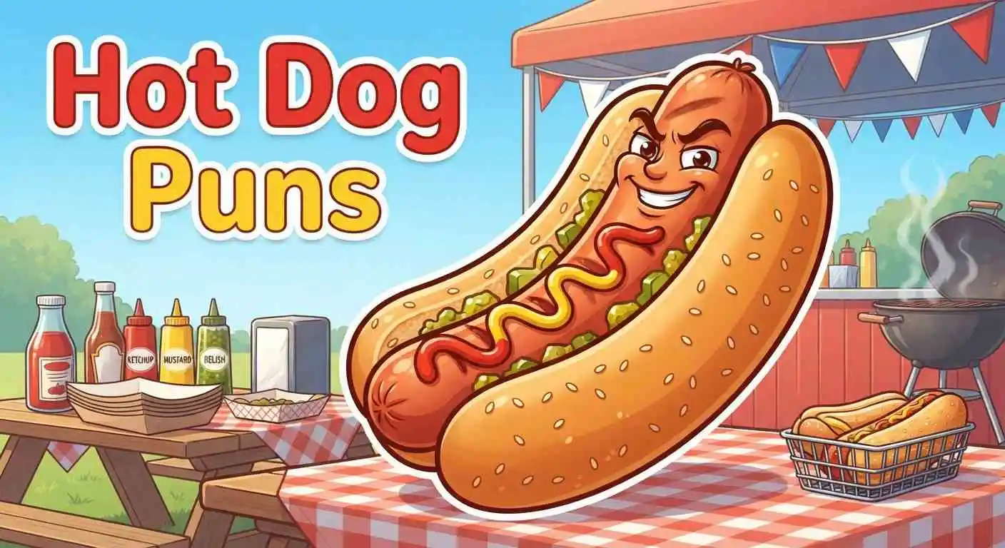 Funny hot dog with toppings