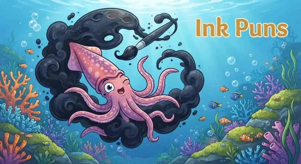 squid spreading ink underwater