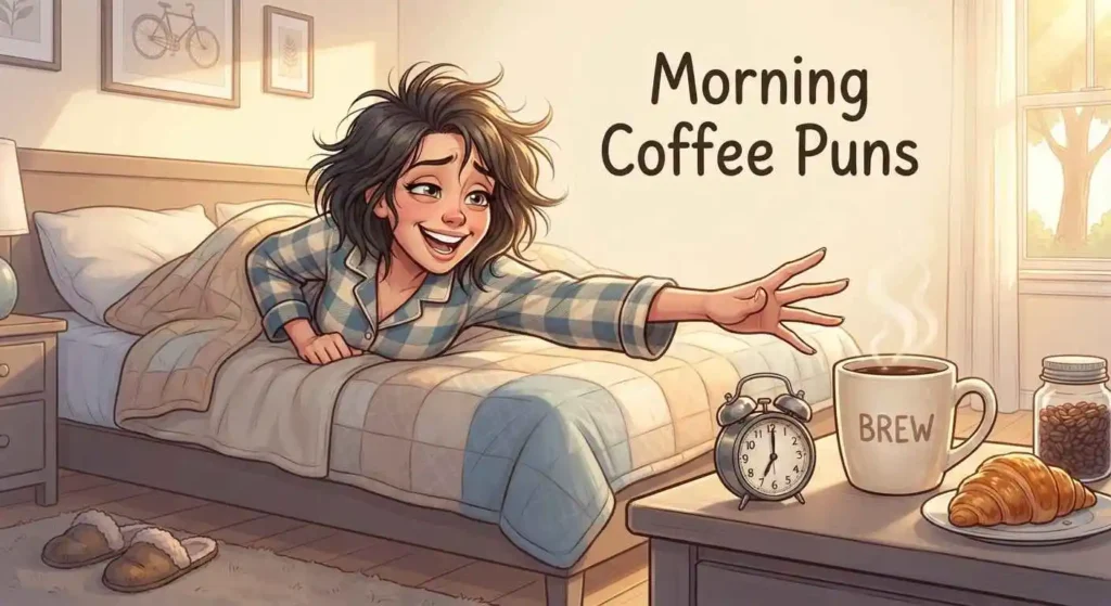 Sleepy person enjoying morning coffee