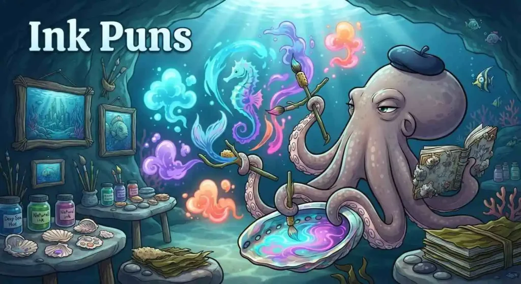 Octopus creating colorful ink art