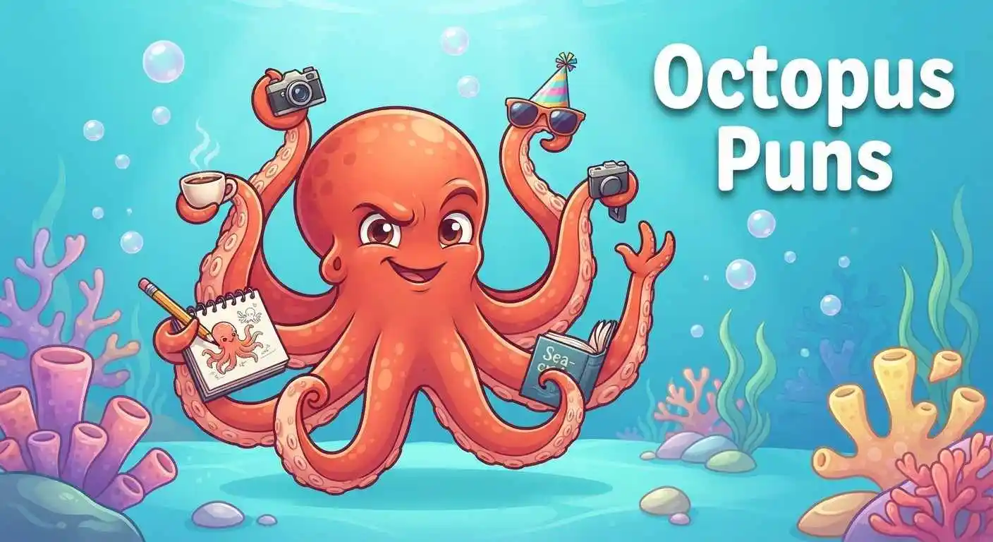 Funny octopus with playful tentacles
