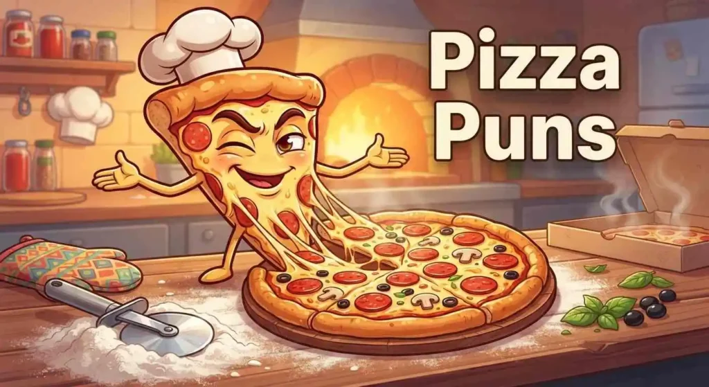 Funny pizza illustration