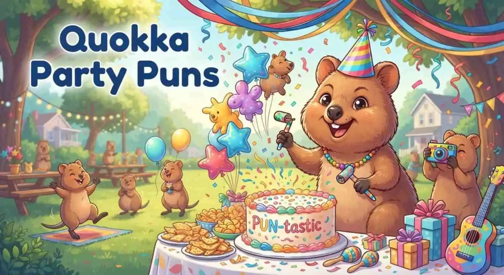 Cute quokka enjoying a party