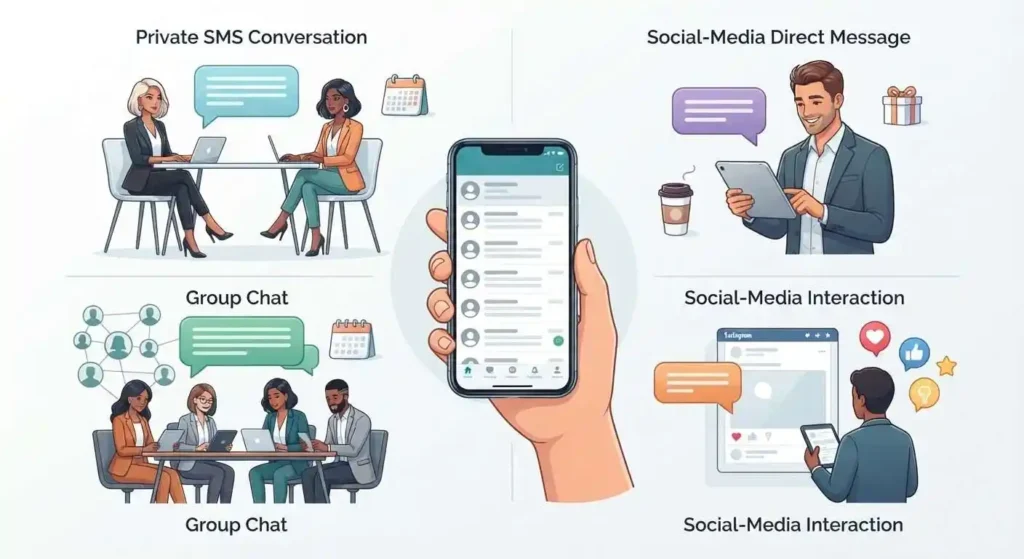 SMS DMs and group chat communication