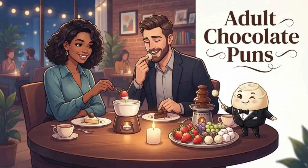 Playful white chocolate date illustration