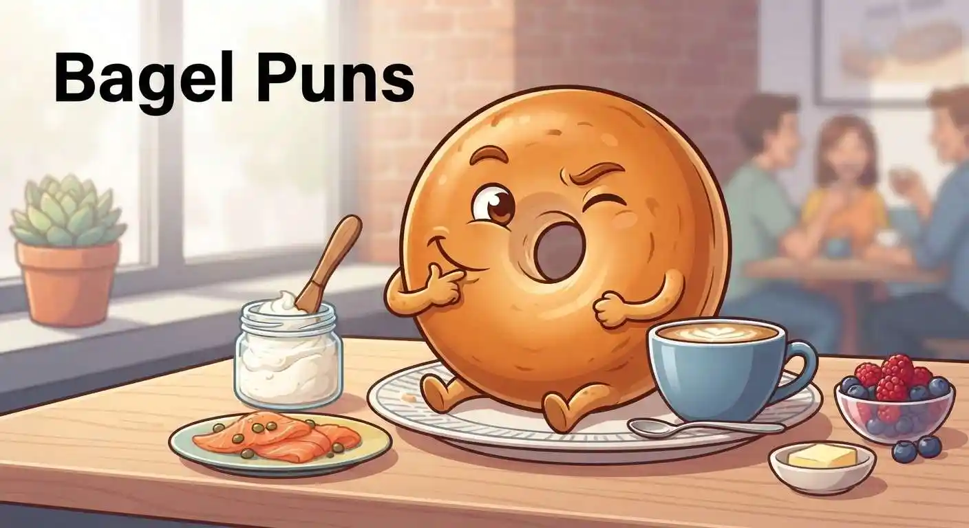 Funny bagel with coffee