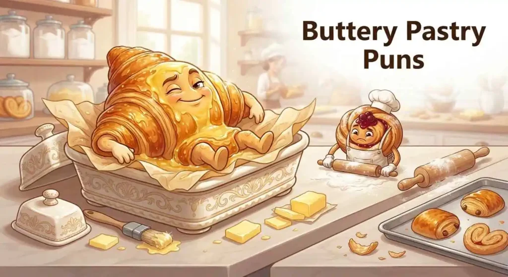 Buttery croissant baking scene