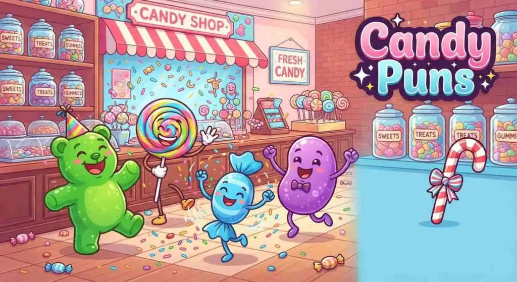 Colorful candy characters laughing
