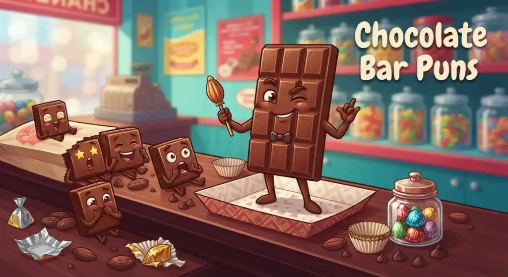 chocolate bar making funny poses