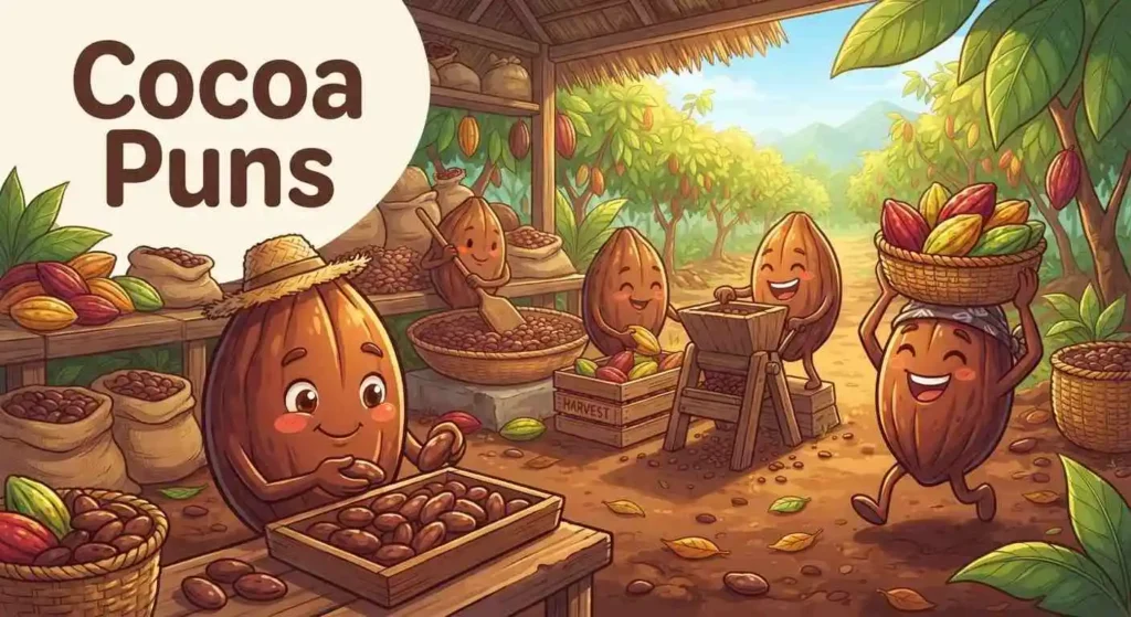 Funny cocoa bean scene