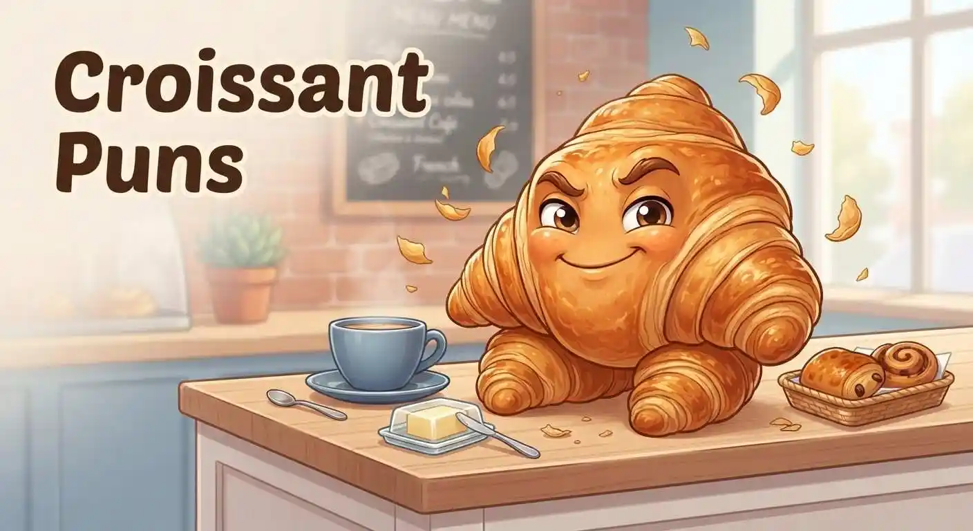 Funny flaky croissant character