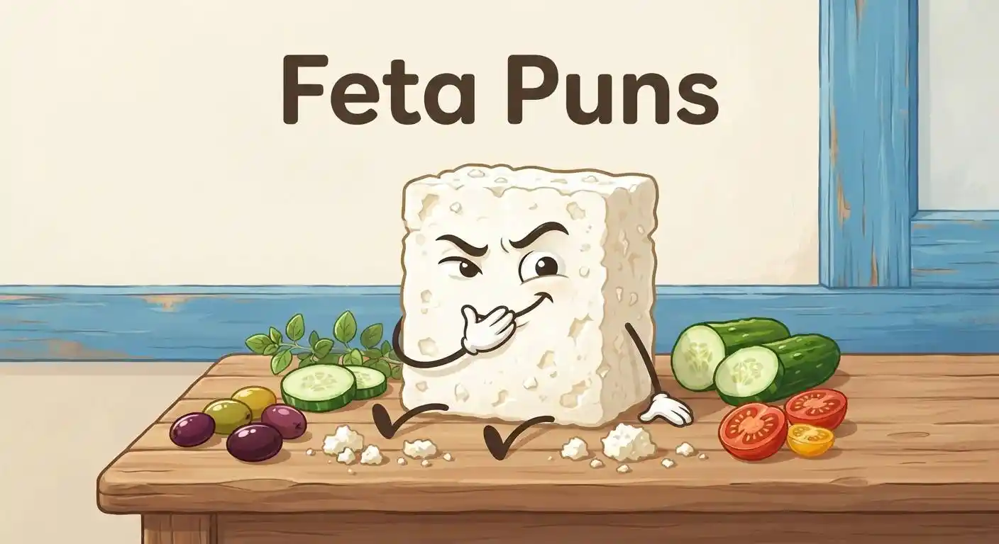 Funny feta cheese character posing
