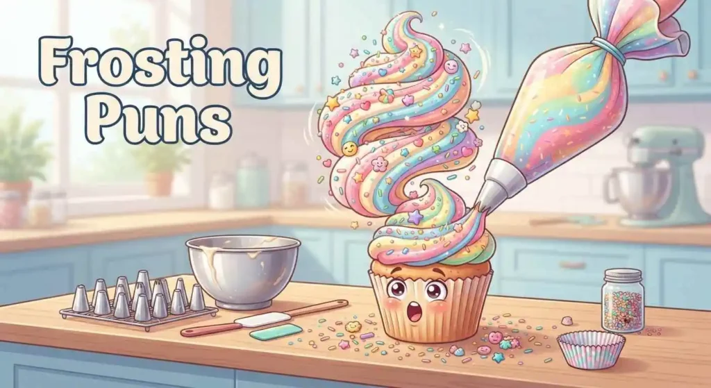 Cupcake covered in colorful frosting swirls