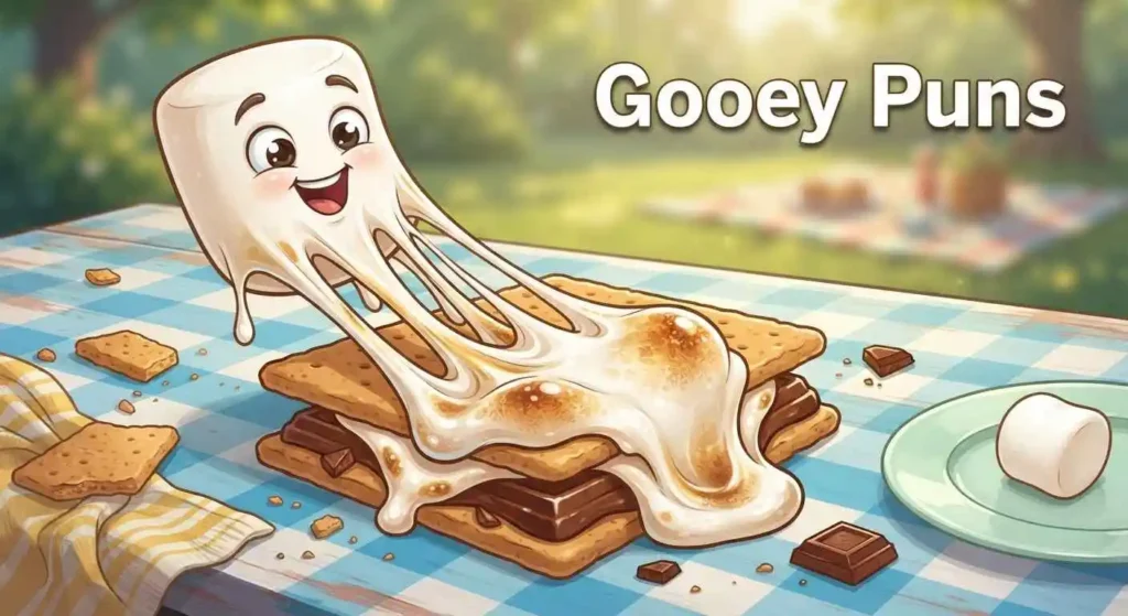 Gooey marshmallow melting over chocolate