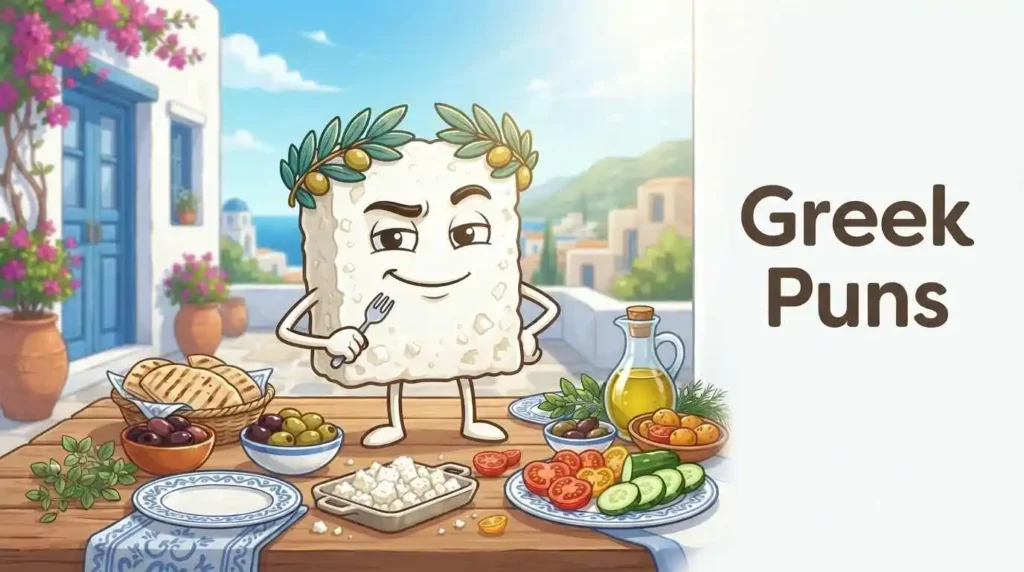 Feta cheese enjoying Greek feast