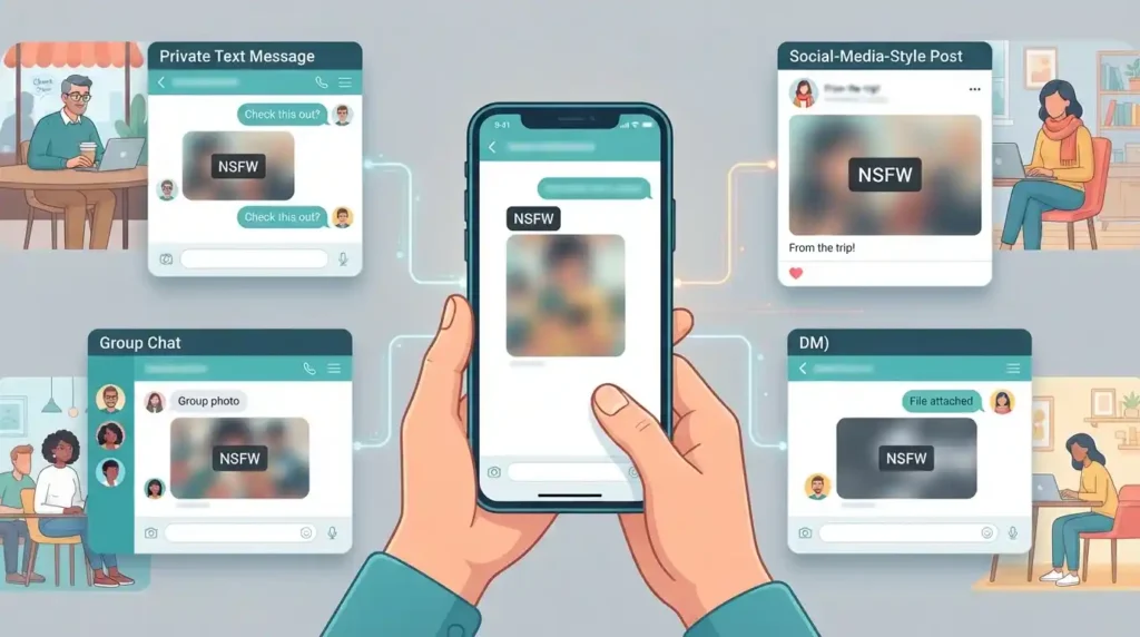 NSFW warnings across digital messages