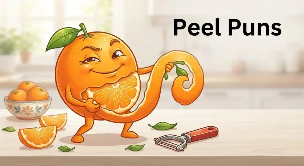 Orange character peeling fruit
