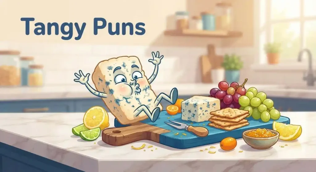 Tangy blue cheese pun