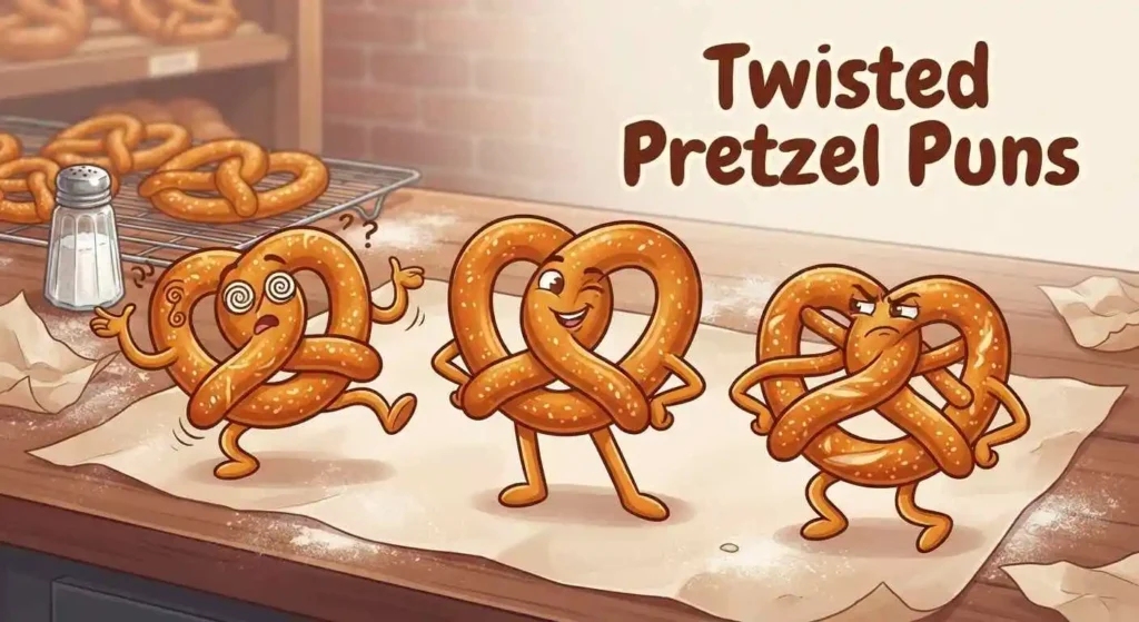 Funny twisted pretzels making playful expressions