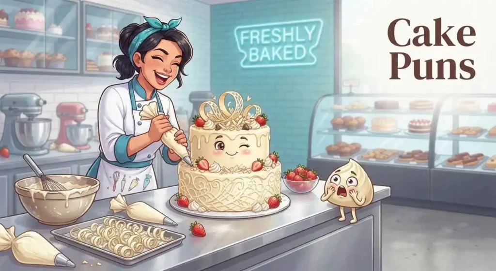 baker decorating white chocolate cake
