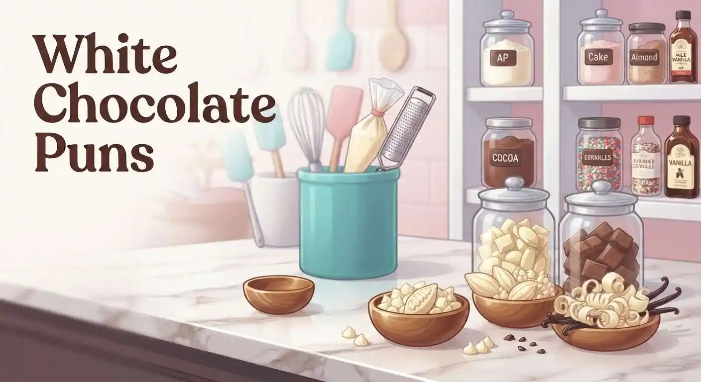 White chocolate pun illustration