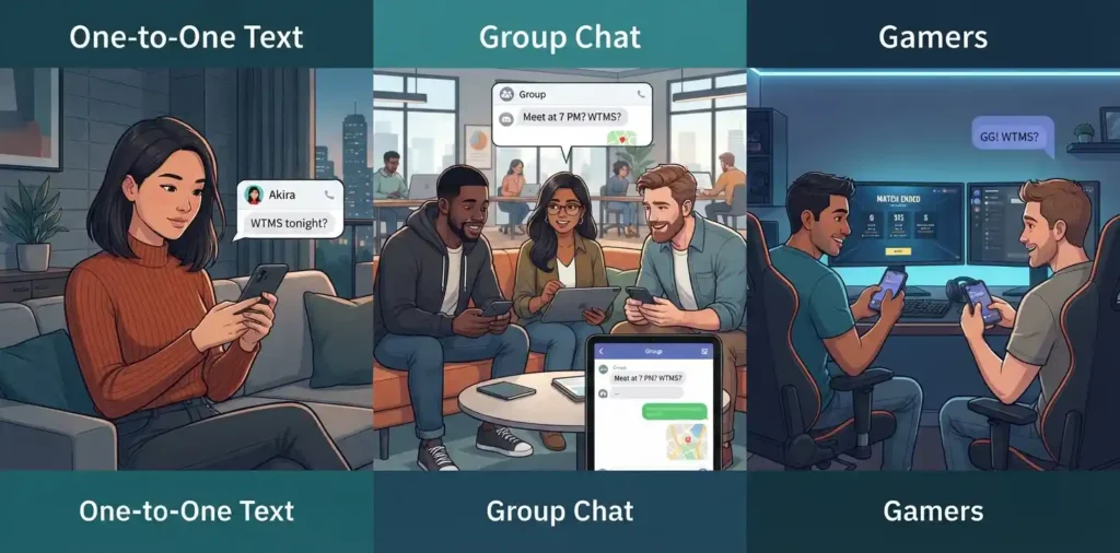 Adults using WTMS in casual text conversations