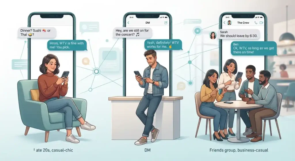 WTV used in casual text conversations
